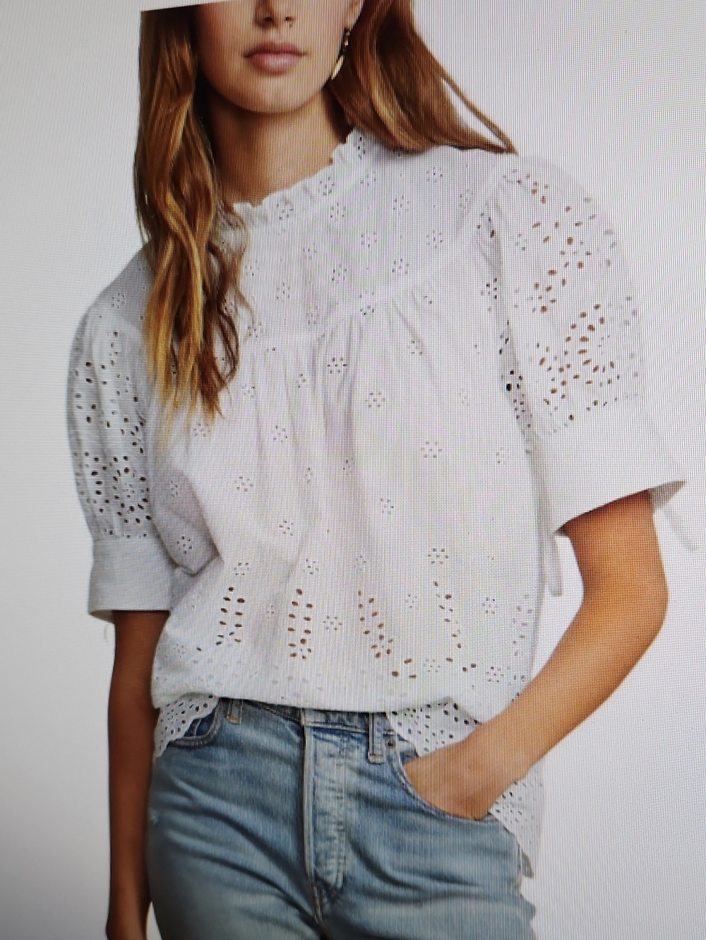 POLO BY RALPH LAUREN EYELET EMBROIDERED ROMANTIC TOP SZ 4